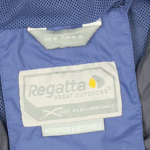 Regatta Women's Blue Waterproof Hooded Rain Jacket Size 16