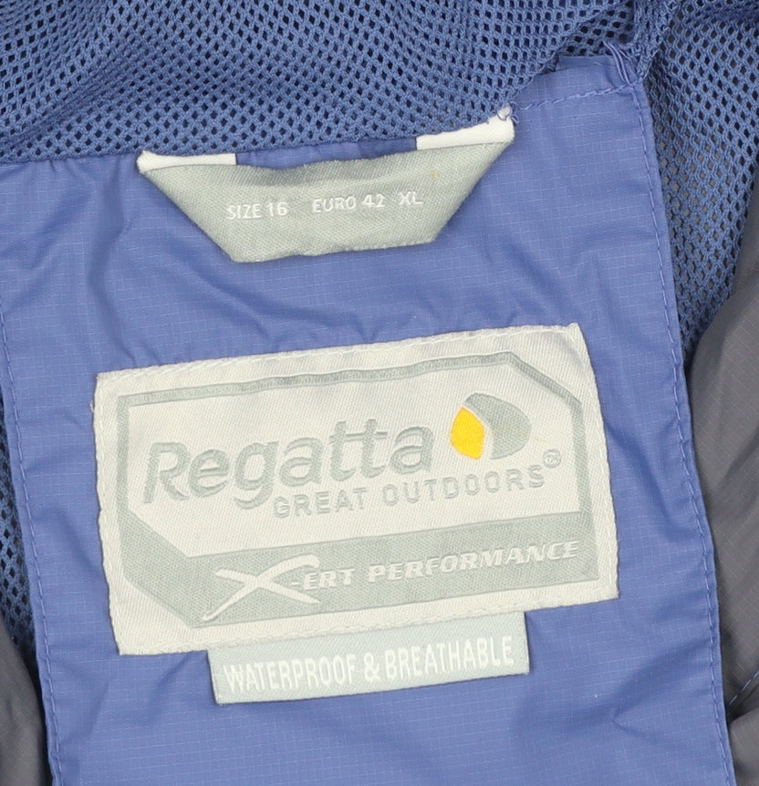 Regatta Women's Blue Waterproof Hooded Rain Jacket Size 16