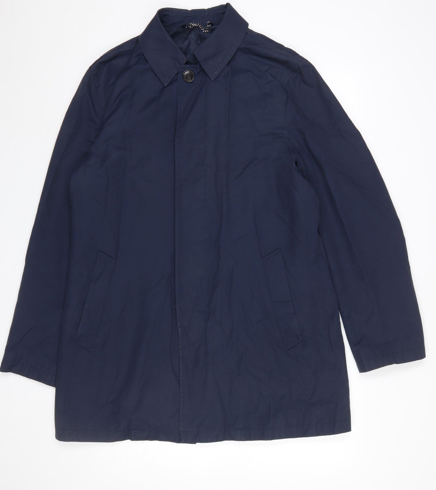 John Lewis Mens Blue M Shower Resistant Classic Rain Coat