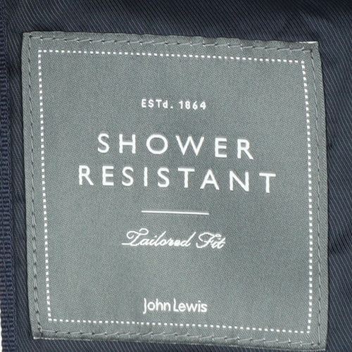 John Lewis Mens Blue M Shower Resistant Classic Rain Coat