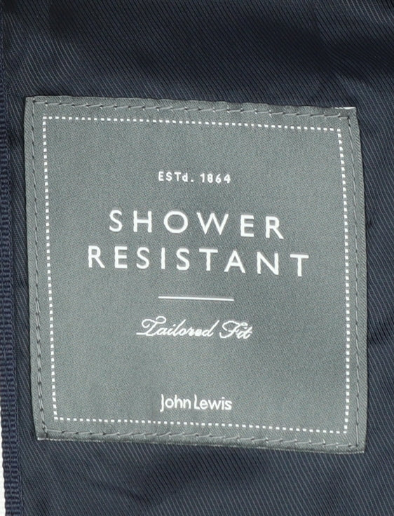 John Lewis Mens Blue M Shower Resistant Classic Rain Coat