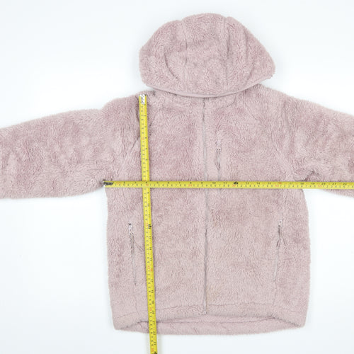Uniqlo Women Pink Fleece Hooded Full Zip Jacket Size S