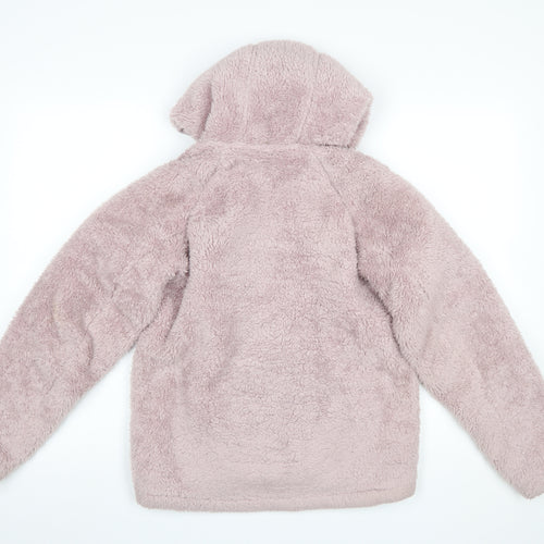 Uniqlo Women Pink Fleece Hooded Full Zip Jacket Size S