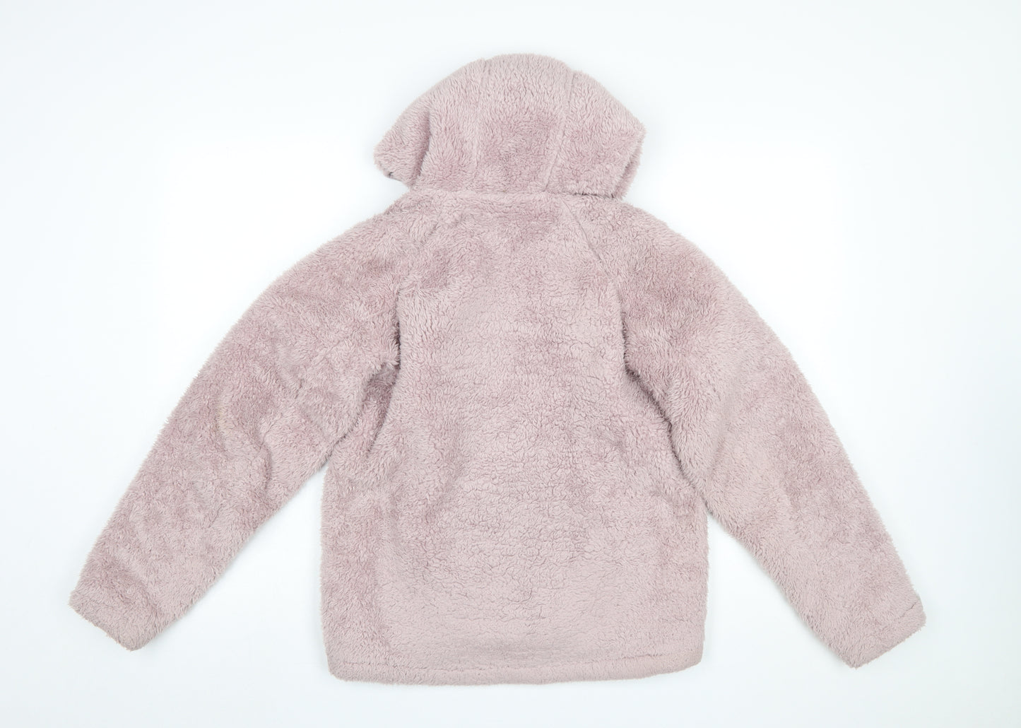 Uniqlo Women Pink Fleece Hooded Full Zip Jacket Size S