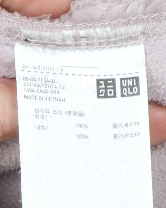 Uniqlo Women Pink Fleece Hooded Full Zip Jacket Size S
