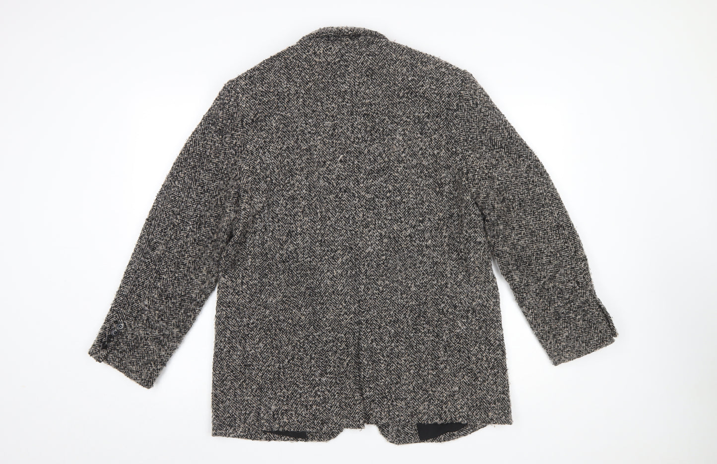 H&M Women Black Grey Tweed Wool Blend Single-Breasted Blazer Size 10