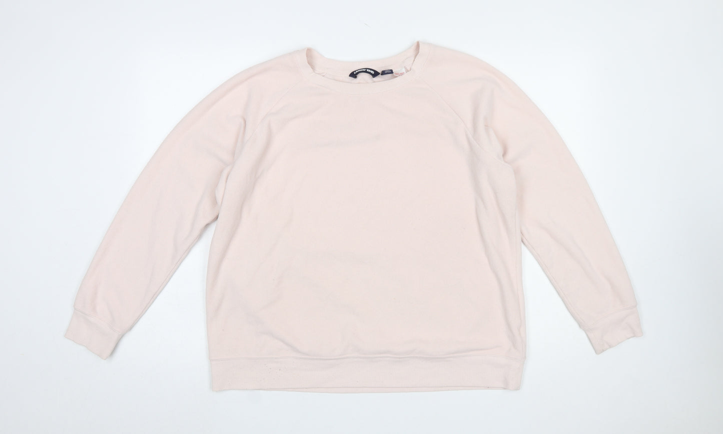 Lands' End Women Beige XL Pullover Sweatshirt Soft Fleece