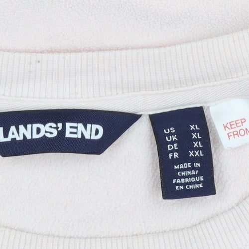 Lands' End Women Beige XL Pullover Sweatshirt Soft Fleece