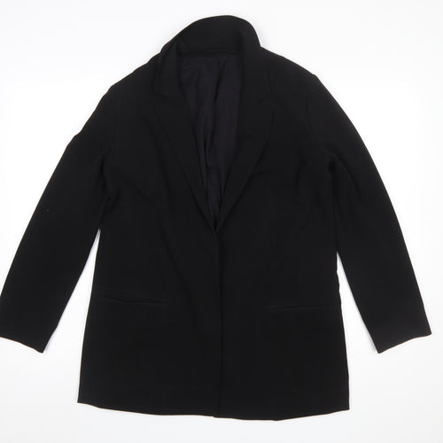 AllSaints Women Black UK 10 Single-Breasted Longline Blazer Jacket