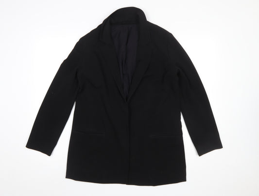 AllSaints Women Black UK 10 Single-Breasted Longline Blazer Jacket