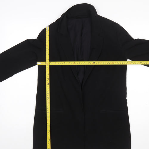 AllSaints Women Black UK 10 Single-Breasted Longline Blazer Jacket