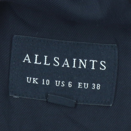 AllSaints Women Black UK 10 Single-Breasted Longline Blazer Jacket