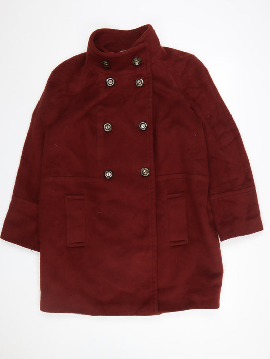 Marks and Spencer Women's Brown Wool Blend Pea Coat UK 16