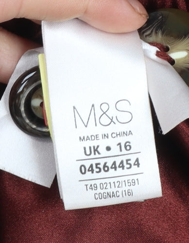 Marks and Spencer Women's Brown Wool Blend Pea Coat UK 16