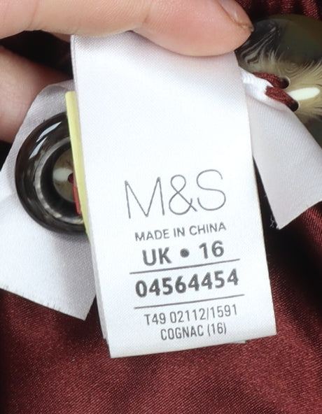 Marks and Spencer Women's Brown Wool Blend Pea Coat UK 16