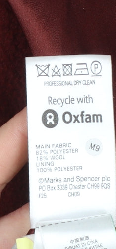 Marks and Spencer Women's Brown Wool Blend Pea Coat UK 16