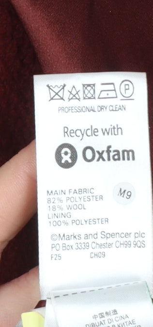 Marks and Spencer Women's Brown Wool Blend Pea Coat UK 16