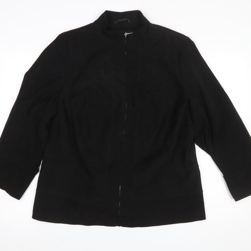 Essence Womens Black Size 18 Full Zip Mid-Length Jacket