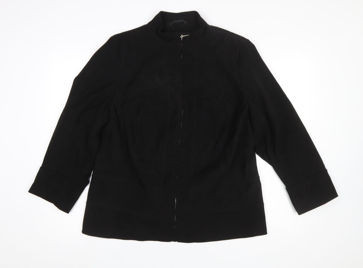 Essence Womens Black Size 18 Full Zip Mid-Length Jacket