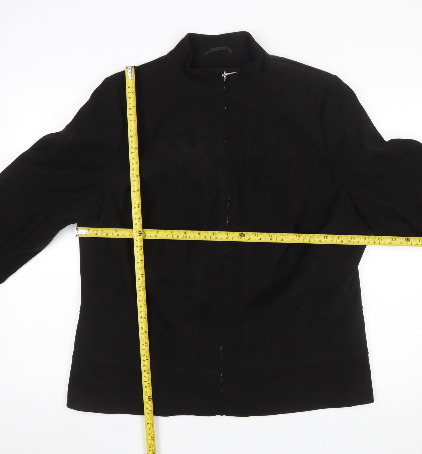 Essence Womens Black Size 18 Full Zip Mid-Length Jacket