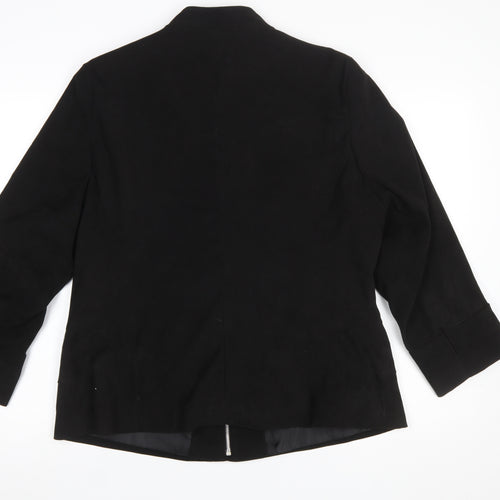Essence Womens Black Size 18 Full Zip Mid-Length Jacket