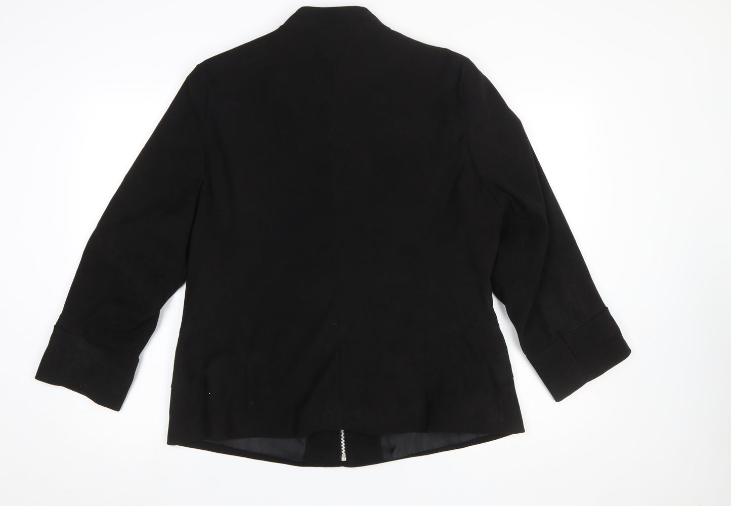 Essence Womens Black Size 18 Full Zip Mid-Length Jacket