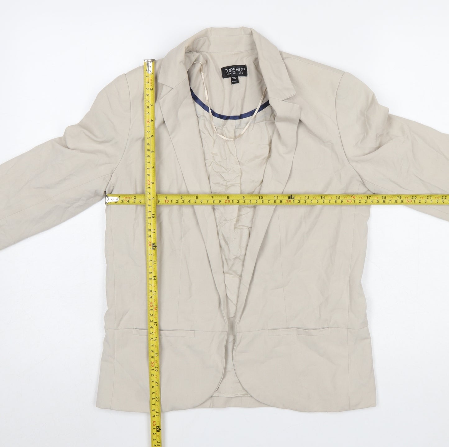 Topshop Women’s Beige Tailored Blazer UK 6 Single-Breasted Jacket
