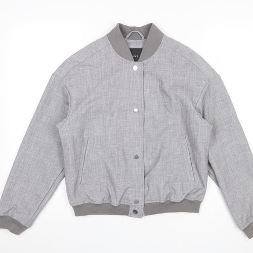 Next Men's Grey Bomber Jacket Size M Polyester Blend Casual Style