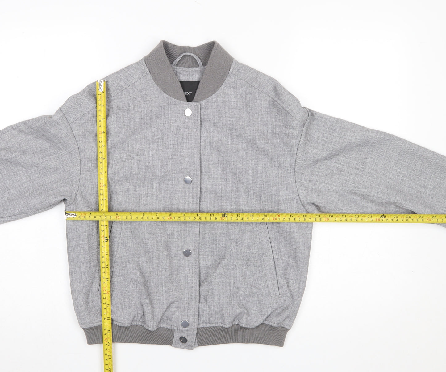 Next Men's Grey Bomber Jacket Size M Polyester Blend Casual Style