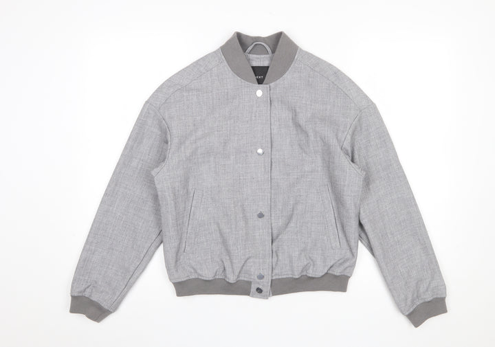 Next Women Grey Size 6 Bomber Jacket Polyester Blend Lined