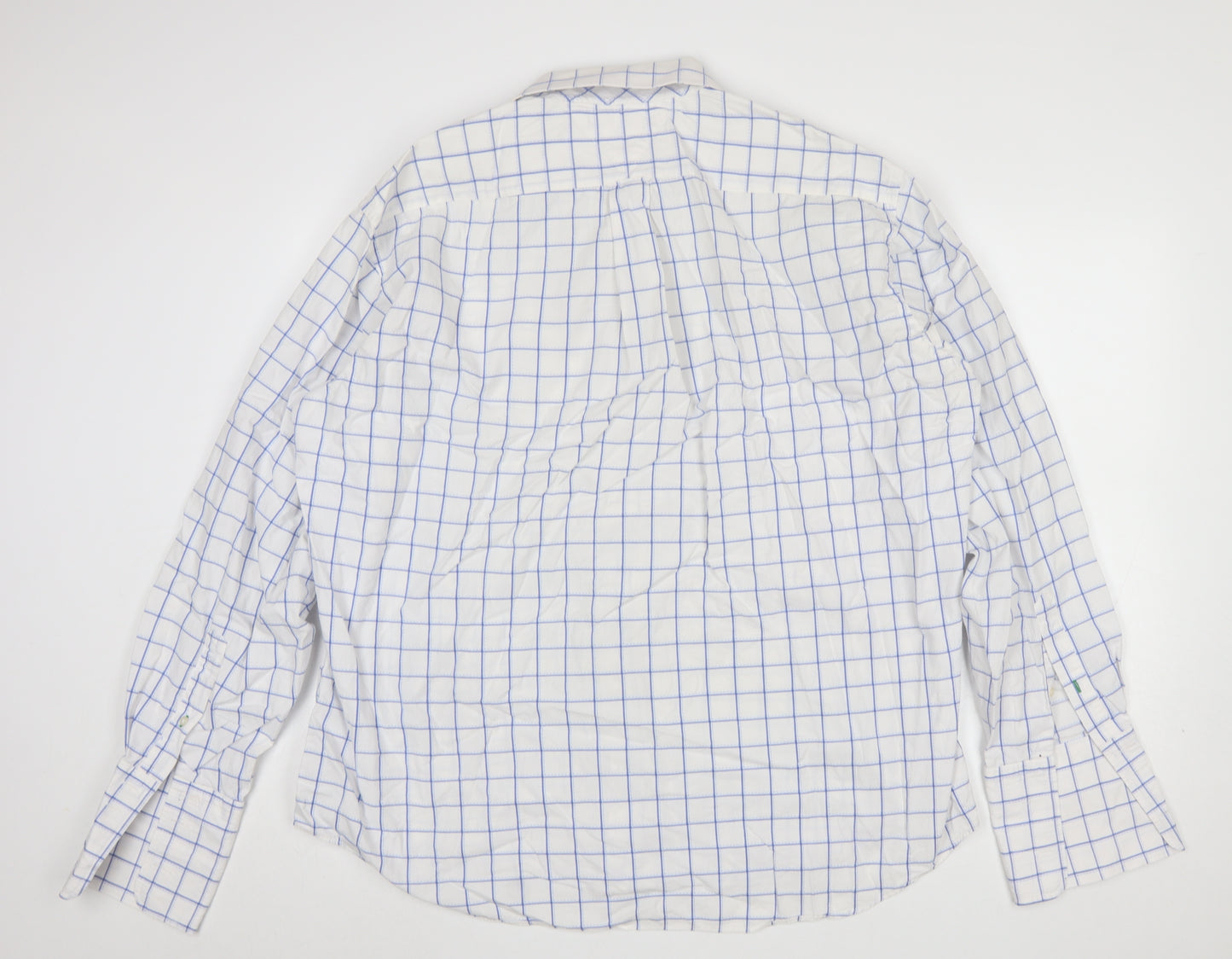 Tommy Hilfiger Men's White Blue Check XL Formal Dress Shirt 100% Cotton
