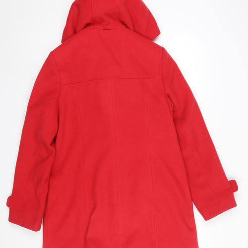 EWM Womens Red Mid-Length Hooded Toggle Duffle Coat Size 10
