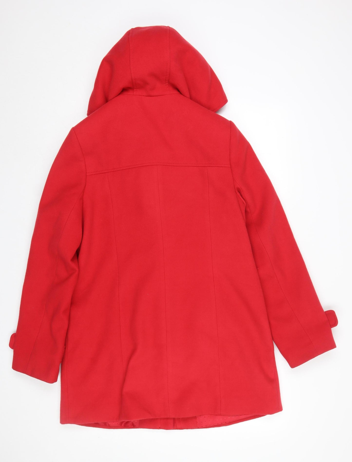 EWM Womens Red Mid-Length Hooded Toggle Duffle Coat Size 10