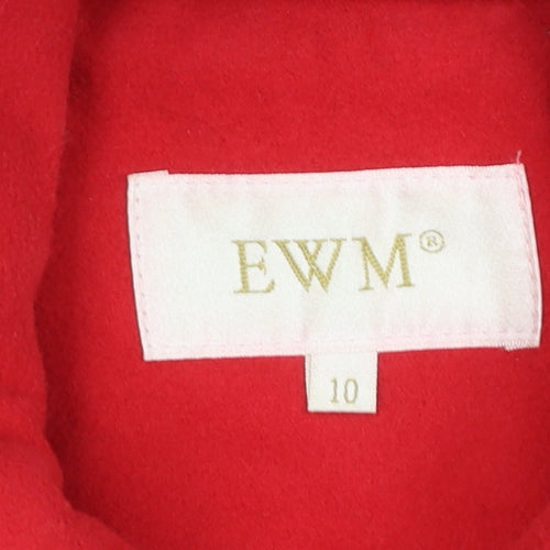EWM Womens Red Mid-Length Hooded Toggle Duffle Coat Size 10