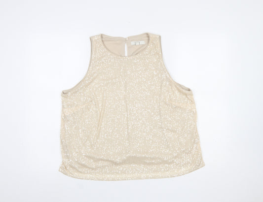 Marks and Spencer Women's Beige Petite Sequin Tank Top Size 18