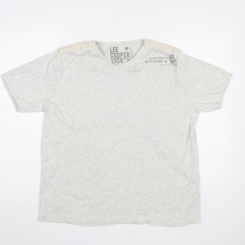 Lee Cooper Men's Grey Short Sleeve V-Neck T-Shirt XL Cotton Blend