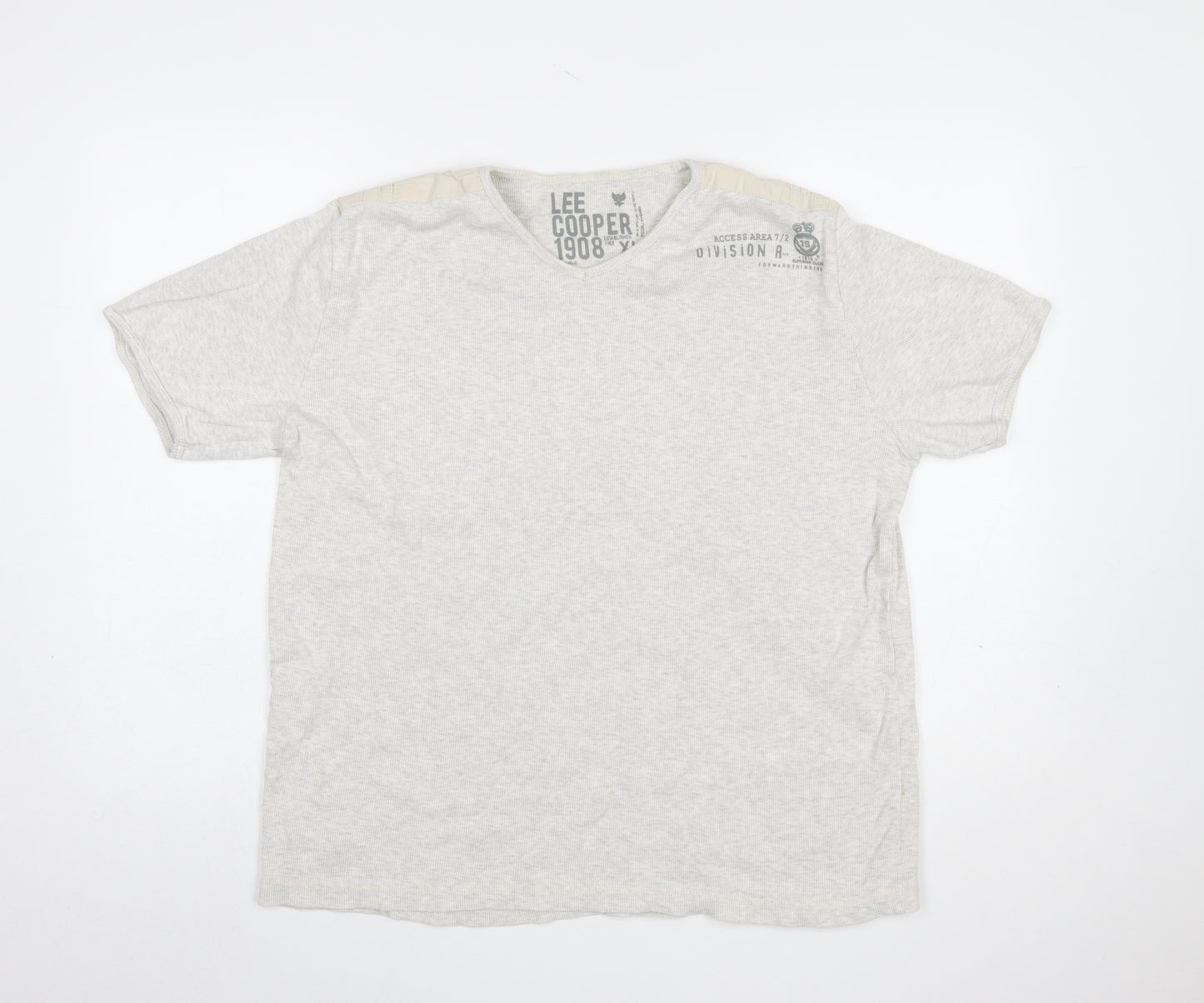 Lee Cooper Men's Grey Short Sleeve V-Neck T-Shirt XL Cotton Blend