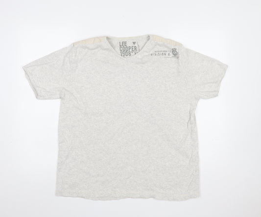 Lee Cooper Men's Grey Short Sleeve V-Neck T-Shirt XL Cotton Blend