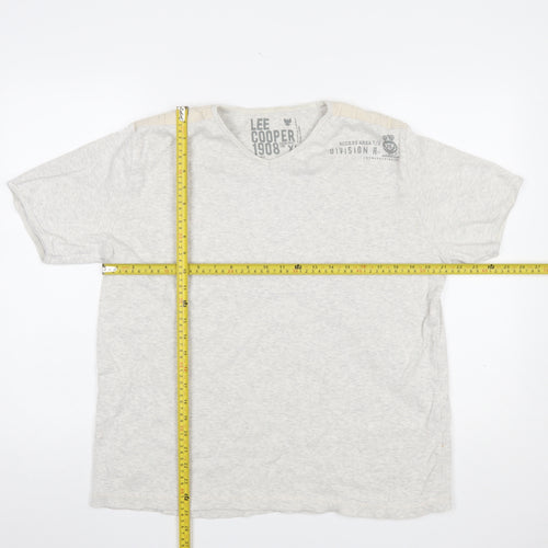 Lee Cooper Men's Grey Short Sleeve V-Neck T-Shirt XL Cotton Blend