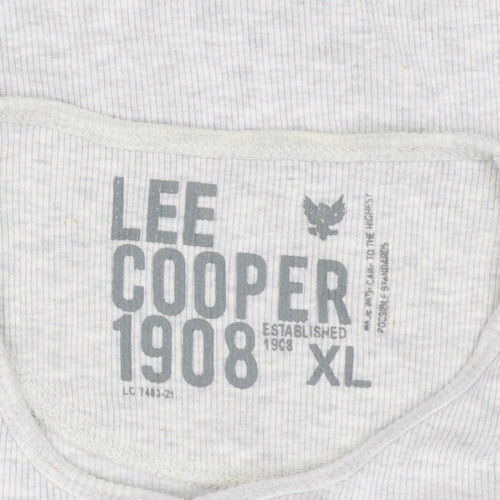 Lee Cooper Men's Grey Short Sleeve V-Neck T-Shirt XL Cotton Blend