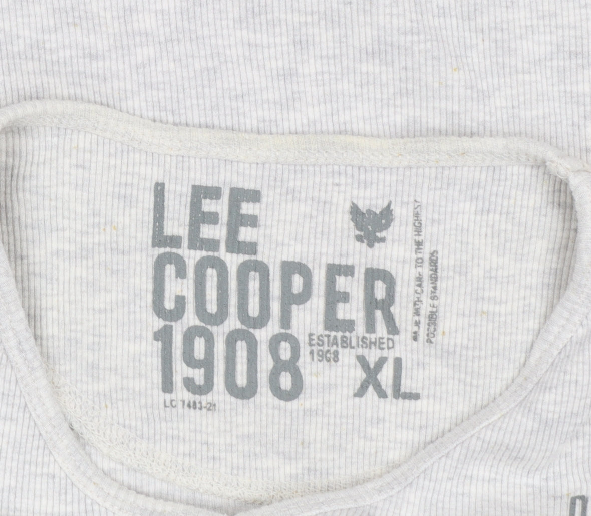 Lee Cooper Men's Grey Short Sleeve V-Neck T-Shirt XL Cotton Blend