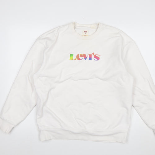 Levi's Men White Relaxed Fit Logo Pullover Sweatshirt M
