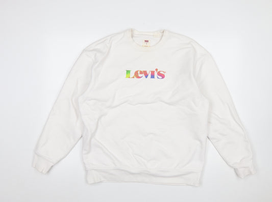 Levi's Men White Relaxed Fit Logo Pullover Sweatshirt M