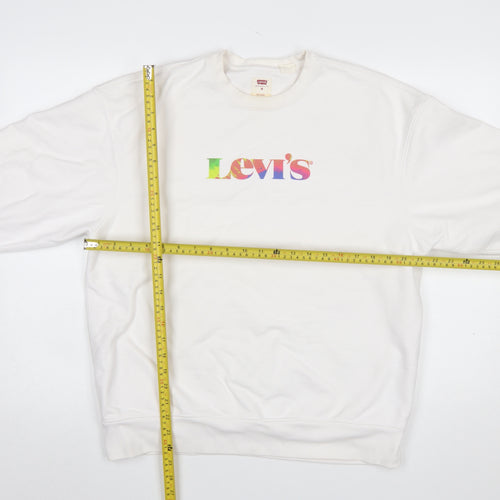 Levi's Men White Relaxed Fit Logo Pullover Sweatshirt M