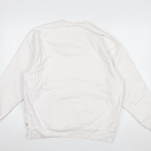 Levi's Men White Relaxed Fit Logo Pullover Sweatshirt M