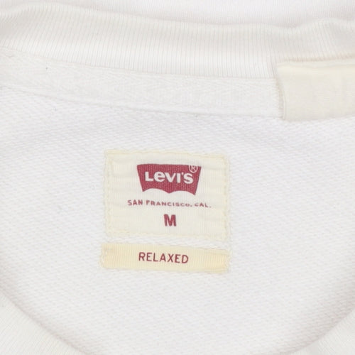 Levi's Men White Relaxed Fit Logo Pullover Sweatshirt M