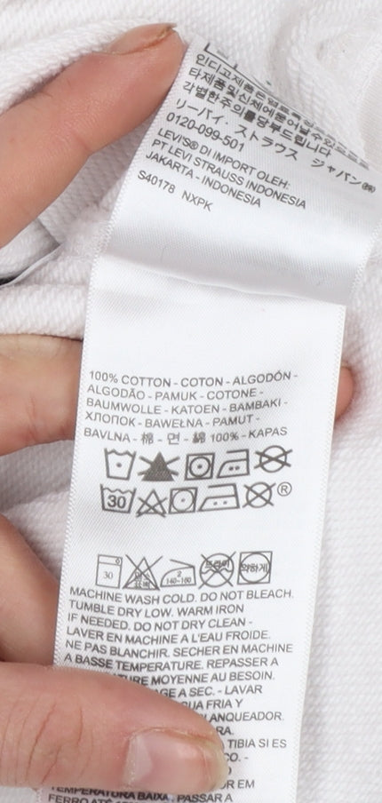 Levi's Men White Relaxed Fit Logo Pullover Sweatshirt M