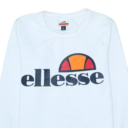Ellesse Womens White Cotton Blend Pullover Sweatshirt Size 10