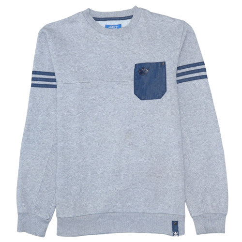 Adidas Men's Grey Pullover Sweatshirt Size S Crew Neck Fleece