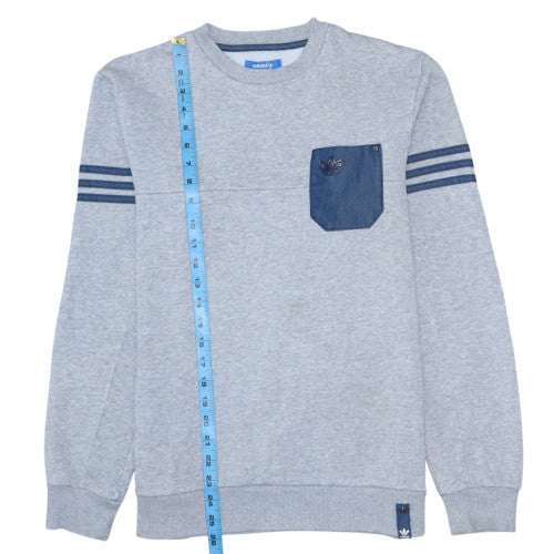 Adidas Men's Grey Pullover Sweatshirt Size S Crew Neck Fleece